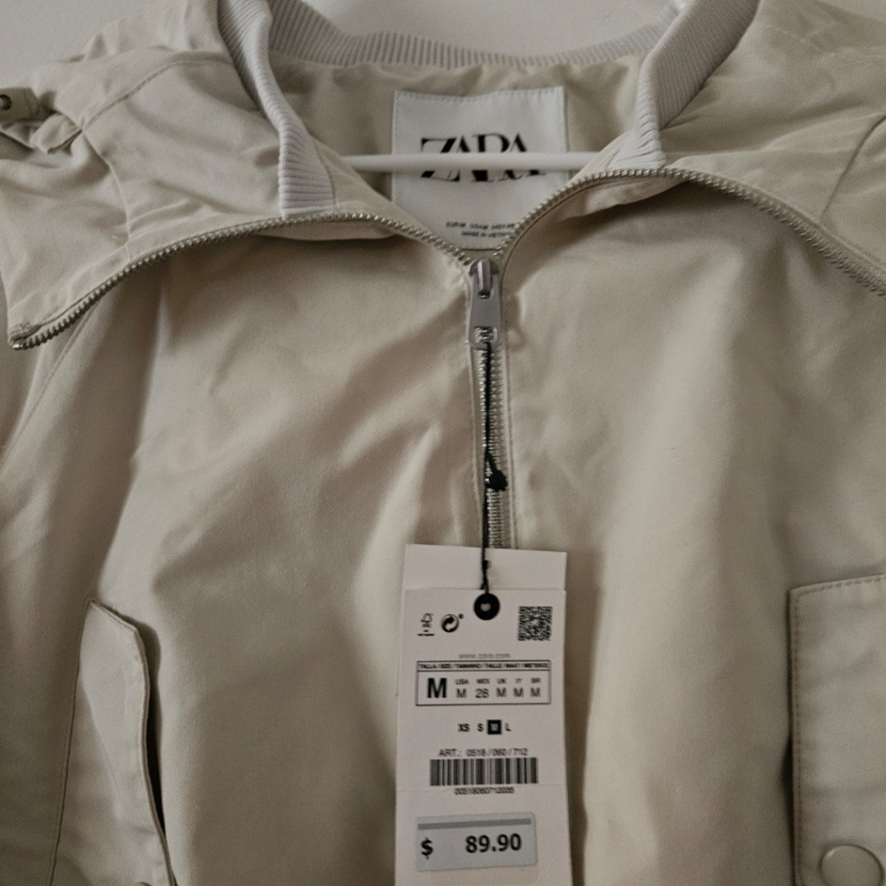 Women’s Cream Hooded Zip Front Jacket - Picture 10 of 13